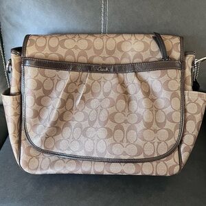 Coach Brown Signature Canvas Messenger Baby Bag/ Laptop bag